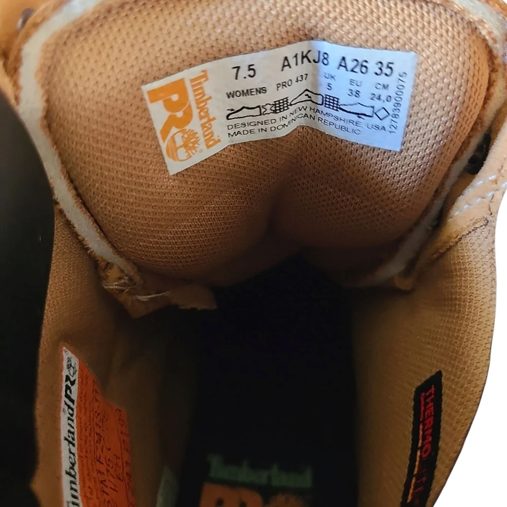 Women's Timberland Pro 6" Nubuck Work Boots Waterproof & Insulated Steel Toe 7.5 - Picture 12 of 15